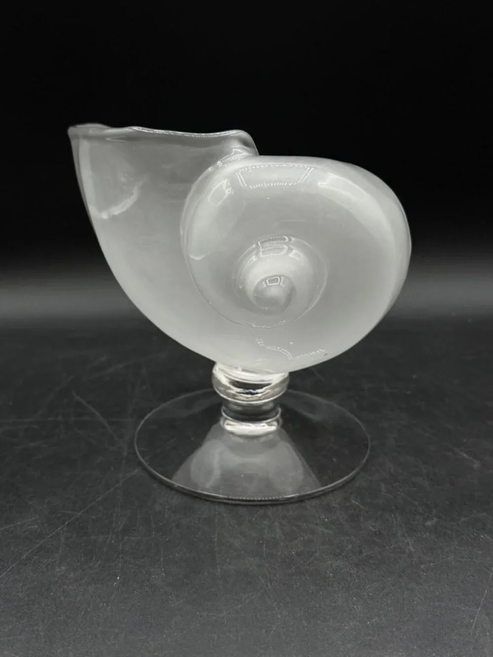 Cambridge Crown Tuscan Glass Footed Nautilus Shell Vase Opaque Frosted